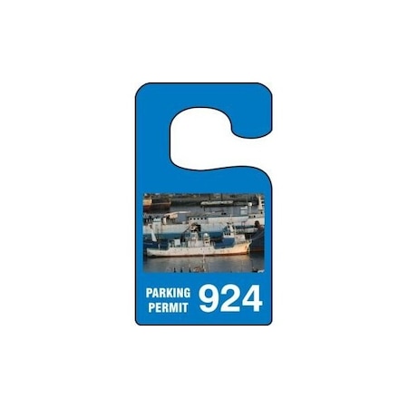 Accuform Parking Permit Tag, Ship Image PARKING PERMIT Numbered 400-499, Orange, 3in x 2.75in, 100PK TNT938ORE
